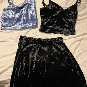 Forever 21 Velvet Skirt and Tops